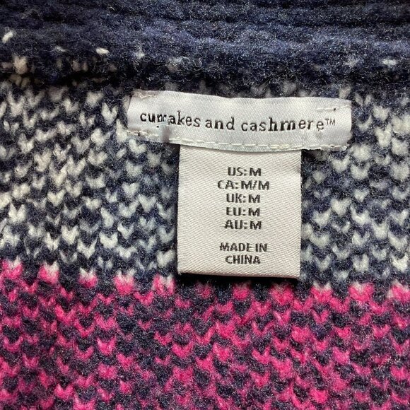 Cupcakes and Cashmere Cardigan Sweater Fair Isle V-neck Women's Medium Colorful - Picture 8 of 9